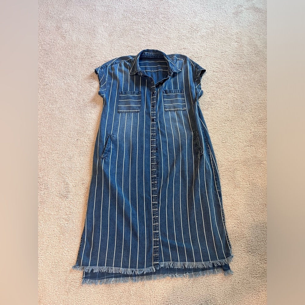 Denim buttondown shirt dress - Picture 1 of 10